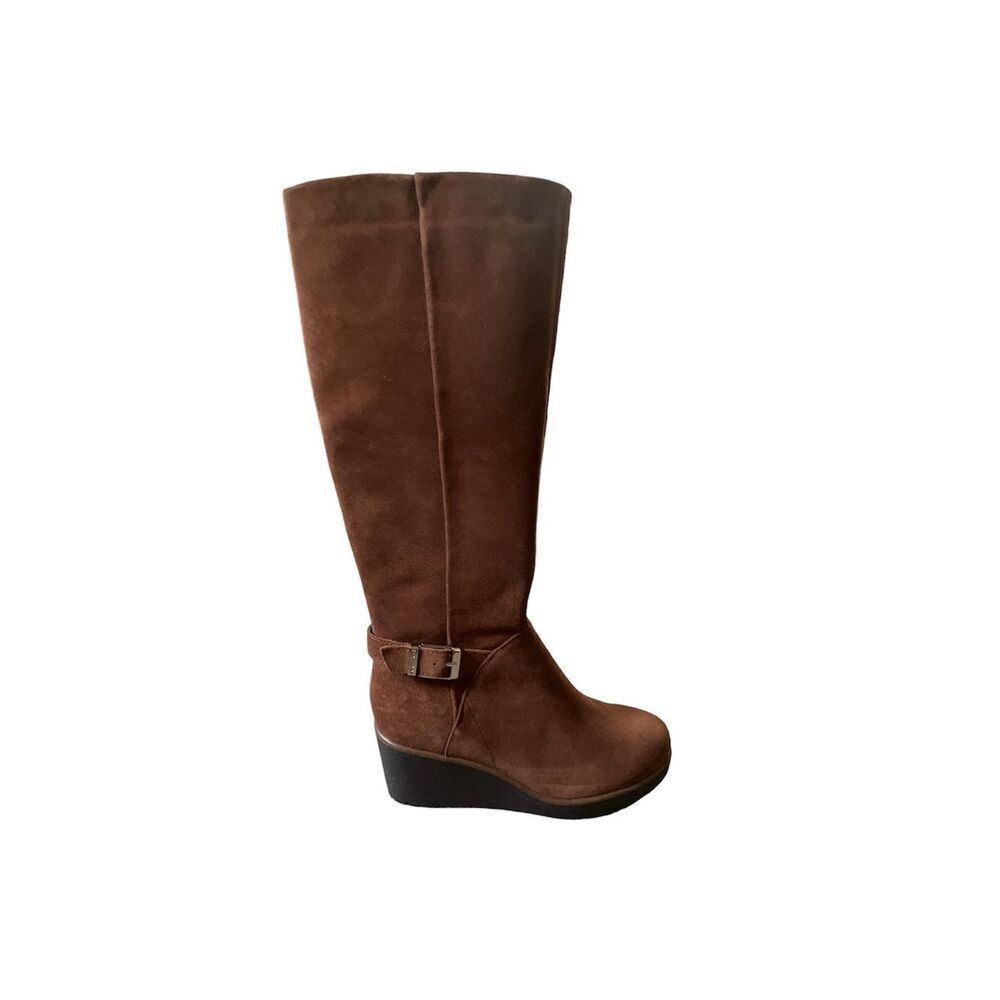 Atlinaa Wedge Riding Boots, size 6.5 color cognac